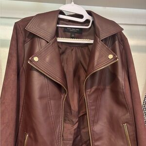 Marc New York Women's Leather Jacket with Gold Zippers
